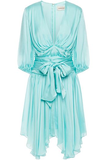 ALEXANDRE VAUTHIER Gathered belted silk-satin dress