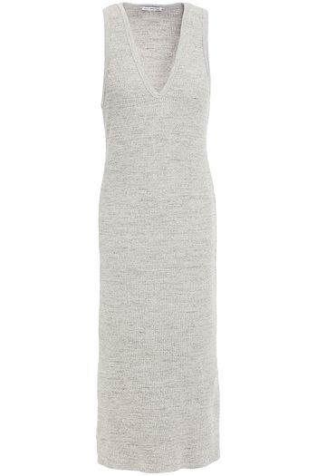 JAMES PERSE Mélange ribbed stretch-cotton midi dress