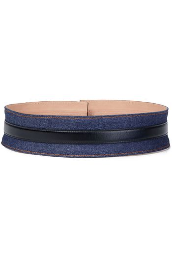 ALAÏA Leather-trimmed denim belt
