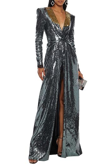 DUNDAS Split-front embellished tulle gown