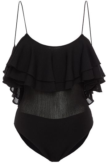 ALEXANDRE VAUTHIER Paneled ruffled knitted bodysuit
