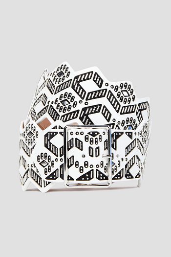 ALAÏA Studded two-tone laser-cut leather belt