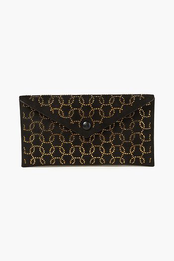 ALAÏA Crystal-embellished nubuck envelope clutch