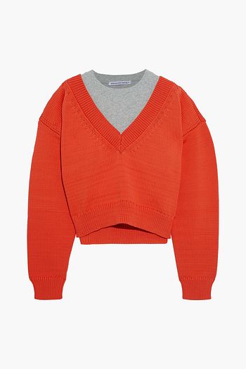 ALEXANDERWANG.T Layered knitted and cotton-jersey sweater