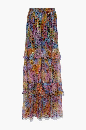 DUNDAS Tiered printed silk and Lurex-blend georgette maxi skirt