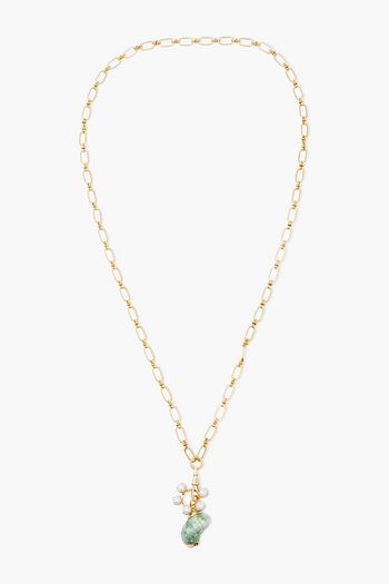 ELIZABETH COLE 24 KT. vergoldete Kette mit Kunstperlen und Muscheln