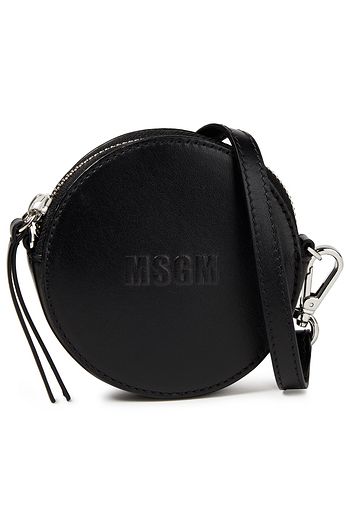 MSGM Logo-embossed textured-leather shoulder bag