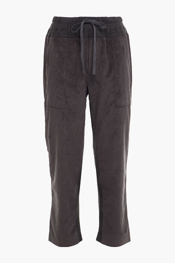 JAMES PERSE Mixed Media cropped paneled faux suede and jersey track pants