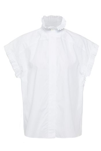 ALEXANDRE VAUTHIER Pleated cotton-poplin top