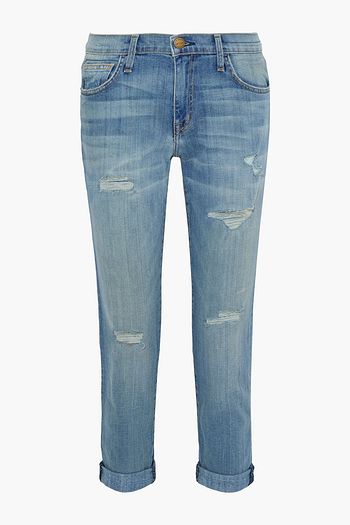 CURRENT/ELLIOTT The Fling cropped distressed mid-rise slim-leg jeans