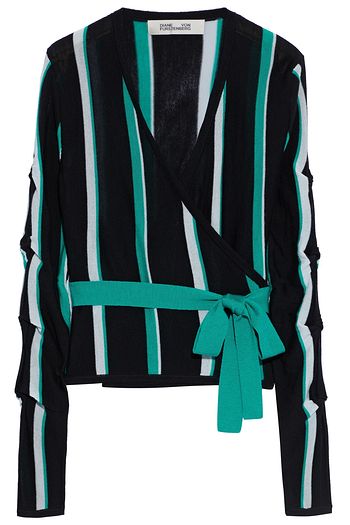 DIANE VON FURSTENBERG Nyla striped merino wool wrap top