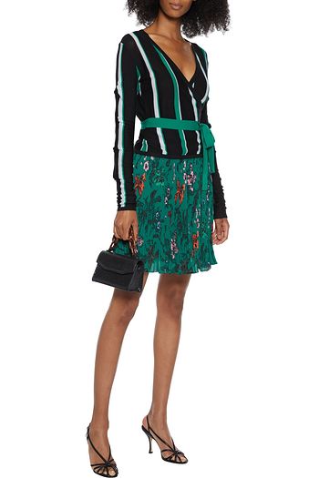 DIANE VON FURSTENBERG Nyla striped merino wool wrap top
