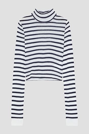 ALEXANDERWANG.T Cropped striped slub jersey top