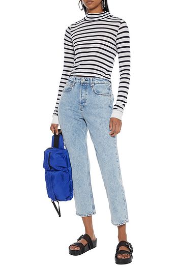 ALEXANDERWANG.T Cropped striped slub jersey top