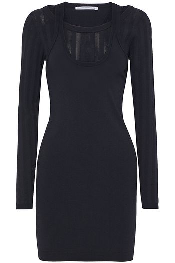 ALEXANDERWANG.T Layered stretch-jersey and pointelle-knit mini dress