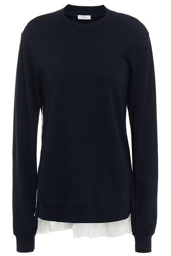 CLU Paneled French cotton-terry and striped woven sweatshirt