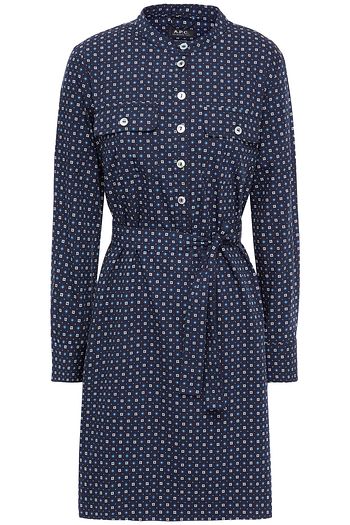A.P.C. Printed cotton and silk-blend poplin mini dress