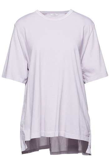 CLU Asymmetric pleated cotton-jersey T-shirt