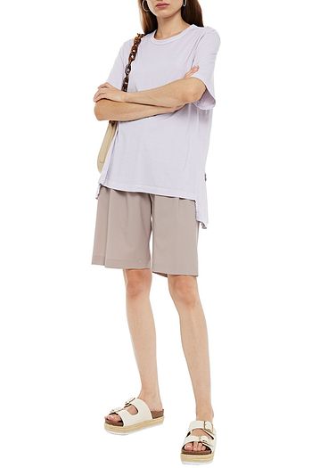 CLU Asymmetric pleated cotton-jersey T-shirt