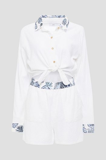 ONIA Gia cutout tie-front embroidered cotton playsuit