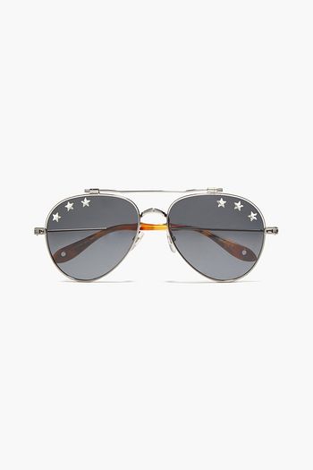 GIVENCHY Aviator-style embellished gunmetal-tone sunglasses