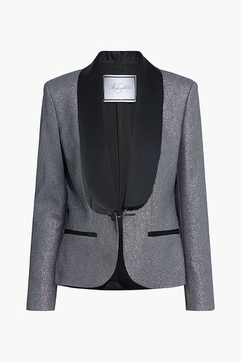 REDEMPTION Satin-trimmed metallic cotton-blend tuxedo jacket
