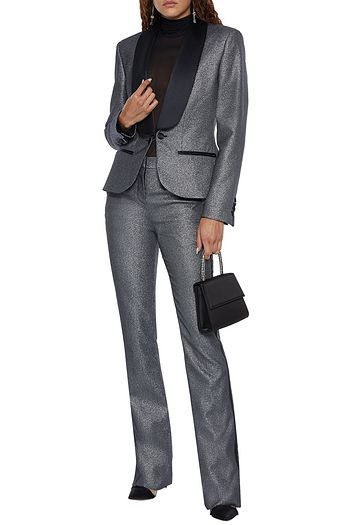 REDEMPTION Satin-trimmed metallic cotton-blend tuxedo jacket