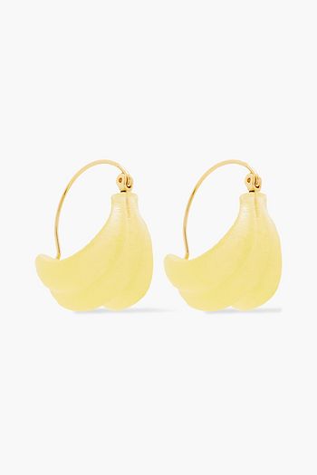 REJINA PYO Vera 24-karat gold-plated resin hoop earrings