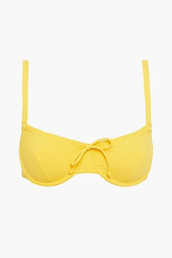 ONIA Bow-detailed ribbed bikini top