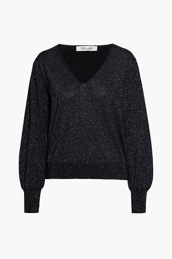 DIANE VON FURSTENBERG Sapphira metallic merino wool-blend sweater