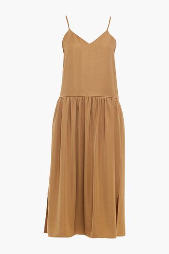 AMERICAN VINTAGE Madistreet gathered washed-twill midi slip dress