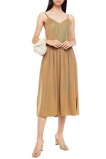 AMERICAN VINTAGE Madistreet gathered washed-twill midi slip dress
