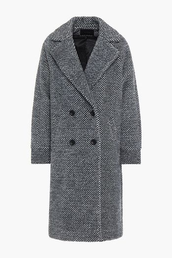 MAJE Gaby double-breasted brushed checked woven coat