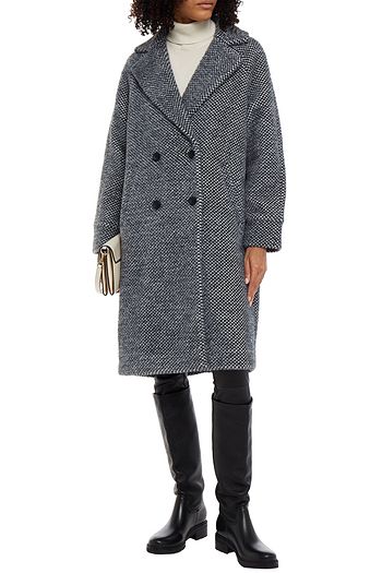 MAJE Gaby double-breasted brushed checked woven coat