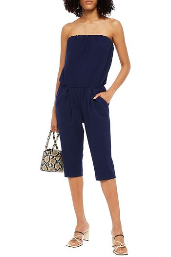 HOFMANN COPENHAGEN Strapless cropped cutout cotton-blend crepe jumpsuit