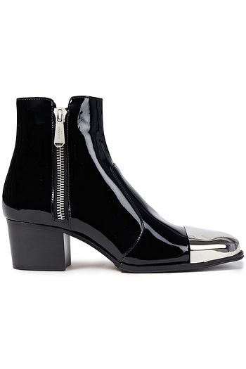 BALMAIN Embellished patent-leather ankle boots
