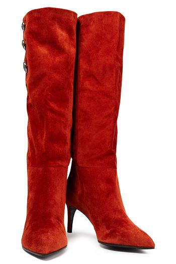 BALMAIN Stiefel aus Veloursleder mit Zierknöpfen
