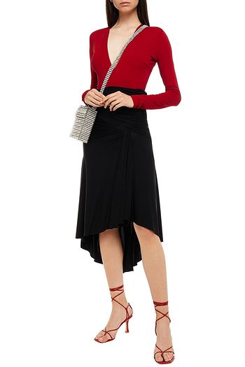 ALEXANDRE VAUTHIER Asymmetric ruched satin-jersey skirt
