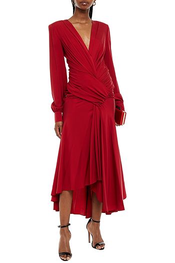 ALEXANDRE VAUTHIER Ruched draped stretch-silk twill gown