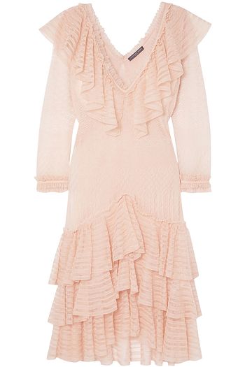 ALEXANDER MCQUEEN Ruffled knitted silk mini dress