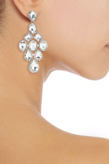 KENNETH JAY LANE Rhodium-plated crystal earrings