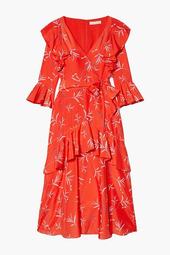 BORGO DE NOR Aiana ruffled printed crepe de chine midi dress