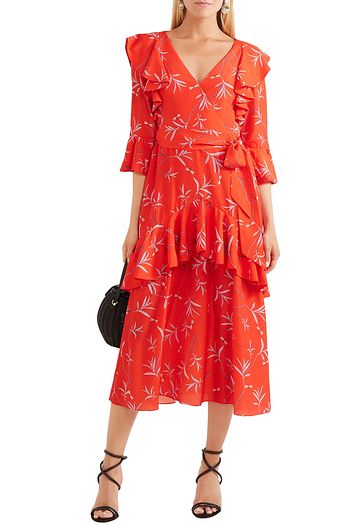 BORGO DE NOR Aiana ruffled printed crepe de chine midi dress