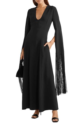 STELLA MCCARTNEY Fringed open-back crepe maxi dress