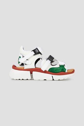 CHLOÉ Suede-trimmed mesh sandals