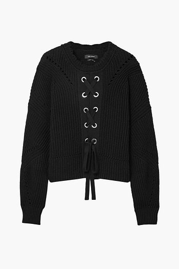 ISABEL MARANT Lacy lace-up ribbed cotton-blend sweater