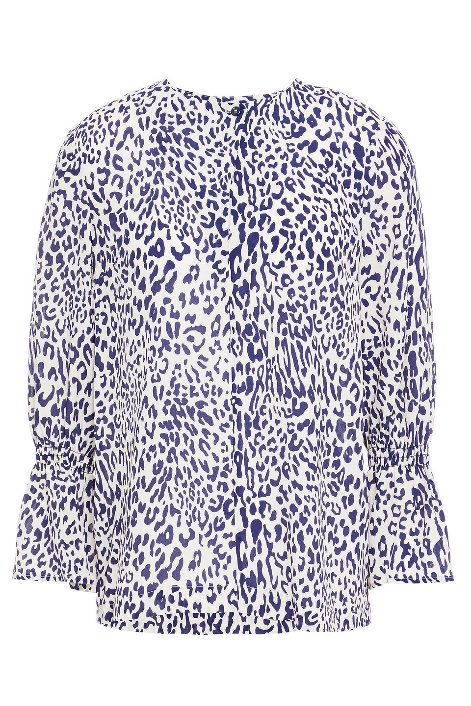 Madessa Shirred Leopard-print Crepe Blouse