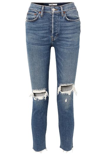 RE/DONE Originals High-Rise Ankle Crop distressed skinny jeans