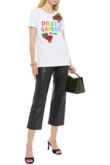DOLCE & GABBANA Verziertes T-Shirt aus Baumwoll-Jersey mit Print