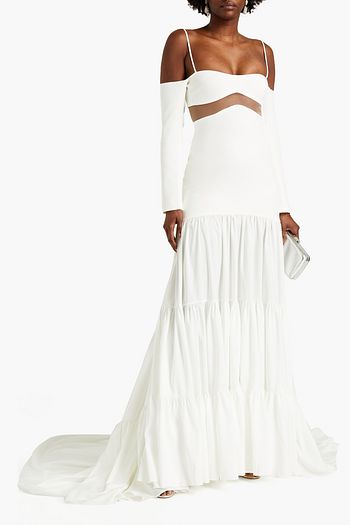 DAVID KOMA Robe aus Cady und glänzendem Twill mit Raffung und Cut-outs